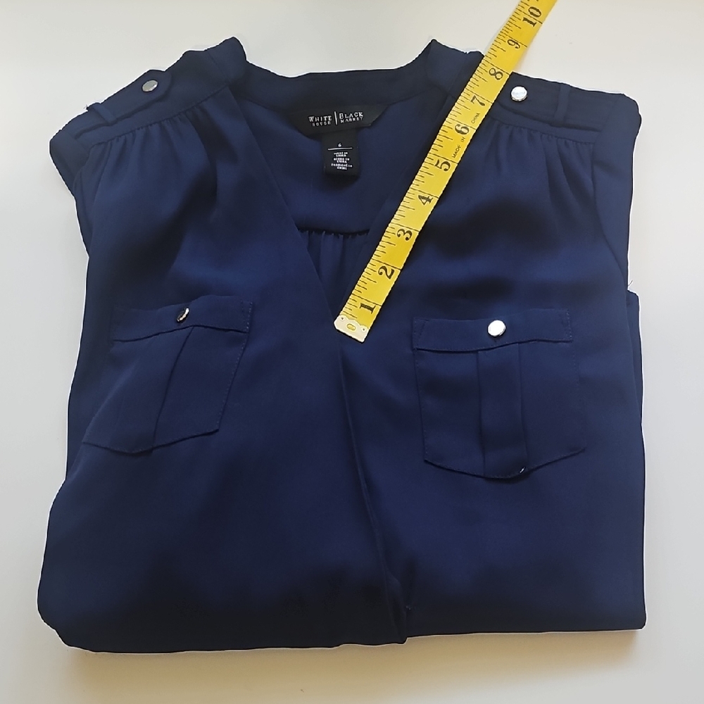SOLD - White House Black Market Dark Blue Blouse